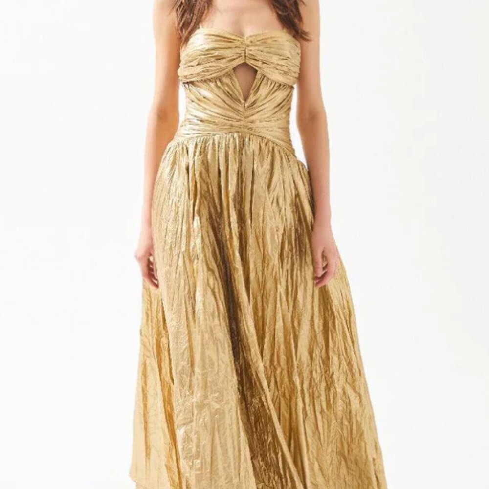 NWT Cercis Shiny Drawstring Strap Window Long Dress